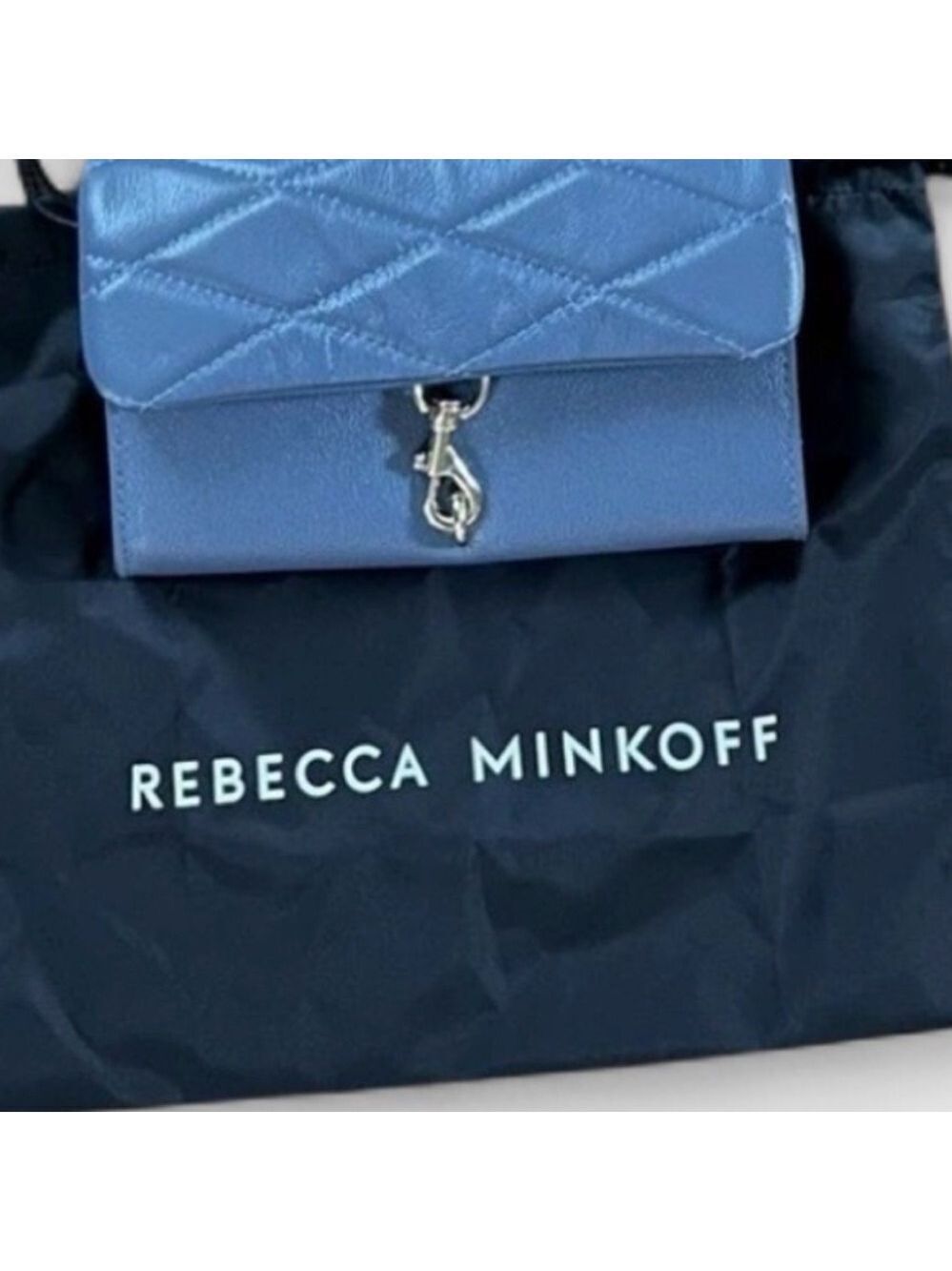 Rebecca Minkoff Edie Wallet on Chain Crossbody Blue Slate NWT - Picture 13 of 13